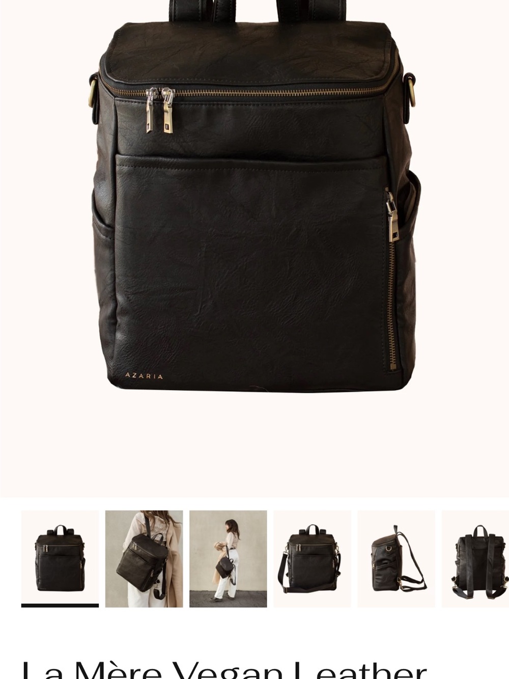 Black Azaria Le Mere Leather Baby Bag Backpack with Matching Pouch - Picture 10 of 11